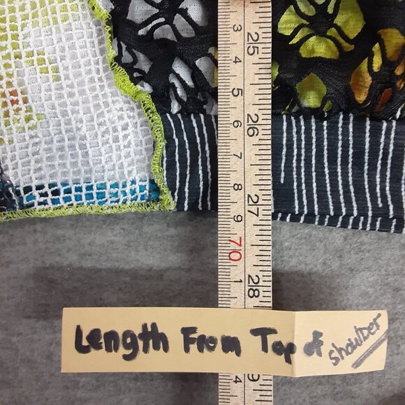 Elysee 26 Blouse Sz M Pullover Sequins Mesh Lace Peasant Boho Hippie 3/4 Sleeve - Picture 10 of 12